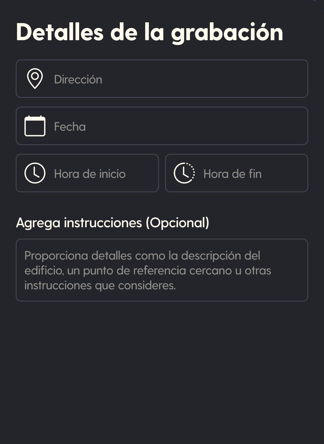 Detalles de grabación